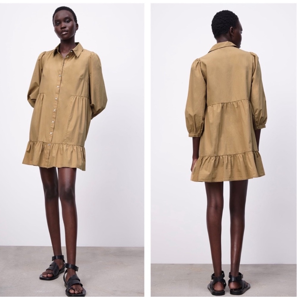 Zara Button-Up Mini Shirt Dress